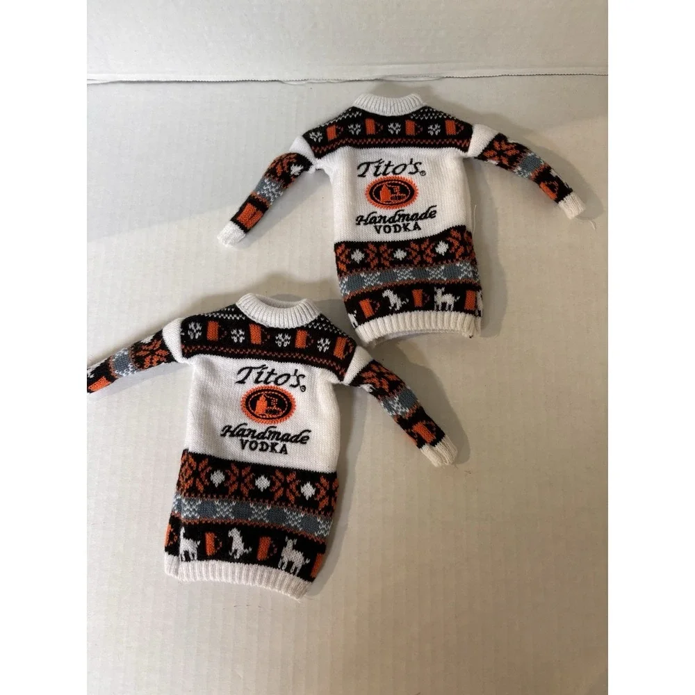 Titos Vodka Bottle Sweaters Ugly Xmas Holiday Set of 2 bar‎ novelty